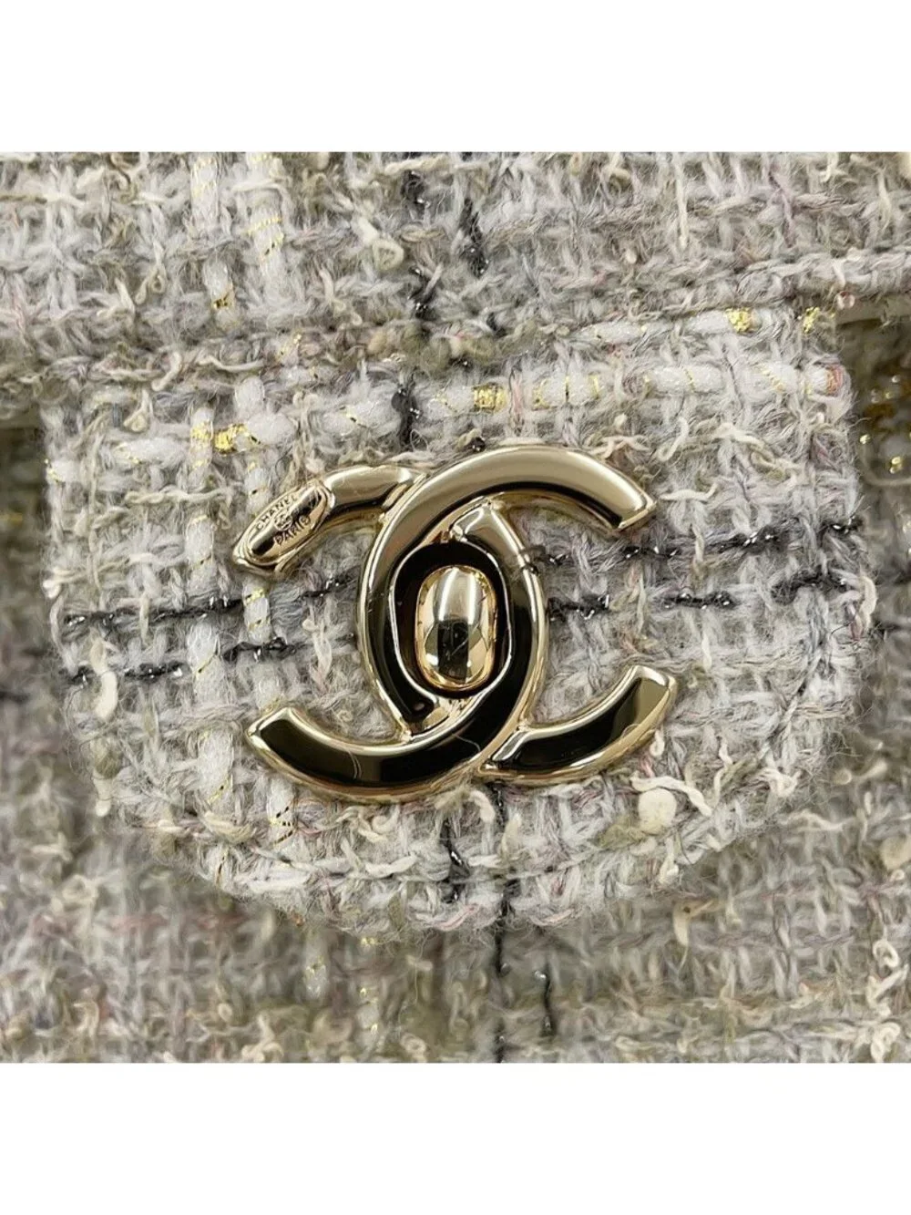 Chanel Chain Shoulder Bag CC Logo Quilted Single Flap Tweed